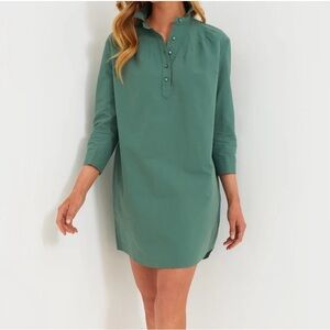 Pomander Place Tuckernuck Polly Popover Shirt Dress 3/4 Sleeve Green Size Small